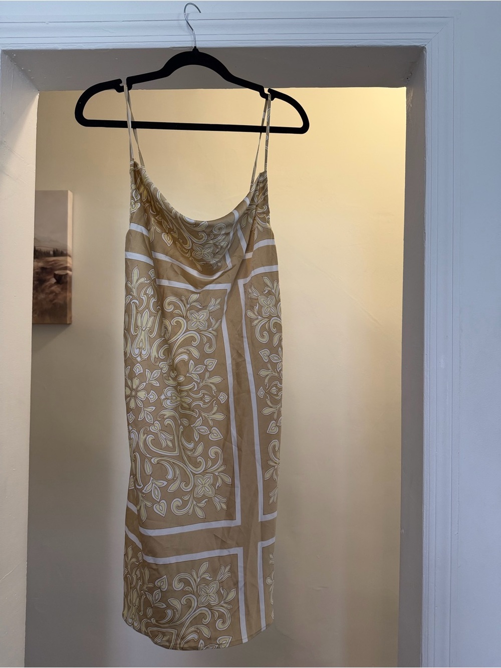 Forever21 Spaghetti Strap Cowl Neck Midi Dress in Beige Floral